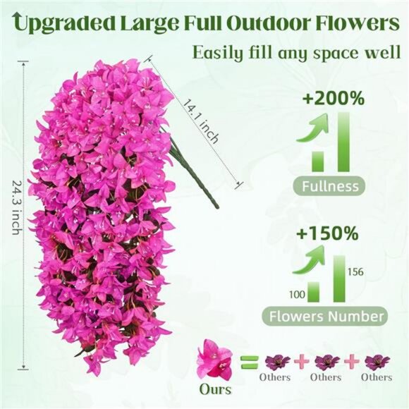 2Pcs UV Resistant Artificial Flowers for Outdoors, Realistic Faux Silk - Picture 3 of 8